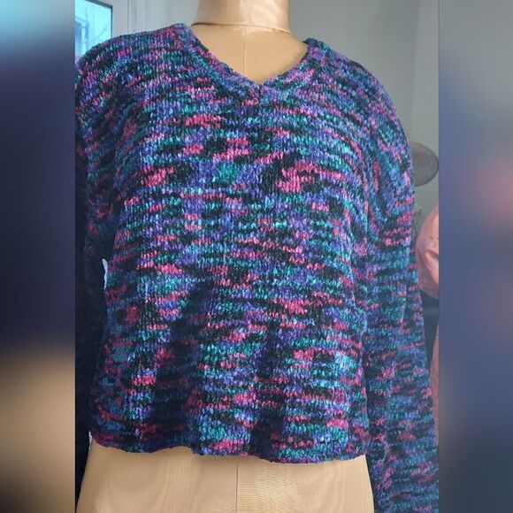 Vintage Cozy Chenille Oversized Crop Sweater Size L Reference Point - Picture 8 of 11